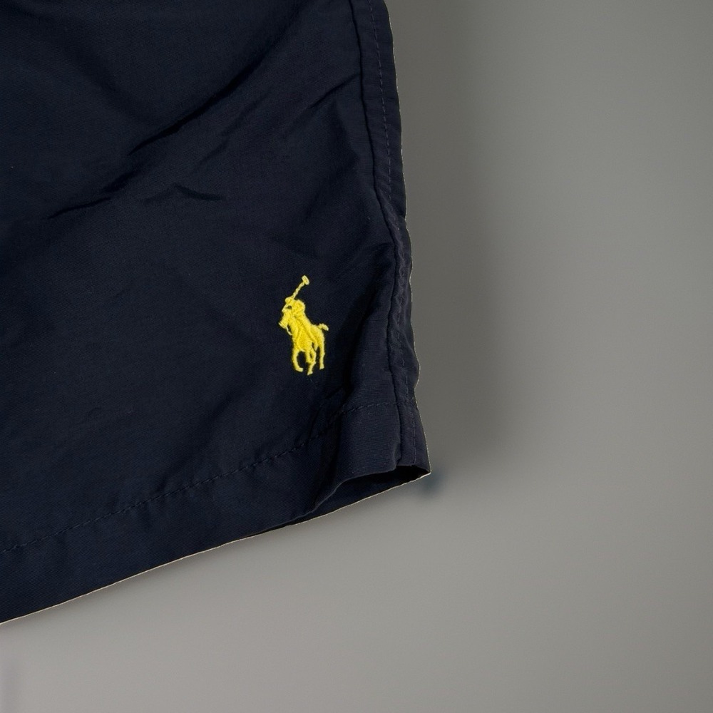 Polo Ralph Lauren Men's XL Navy Blue Yellow‎ Pony Lined Swimming Trunks Pockets - Picture 4 of 6